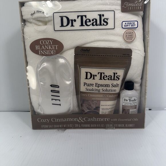 Dr Teal's Cozy Cinnamon Limited Edition 4-pc Bath Gift Set With Cozy Blanket - Picture 1 of 2